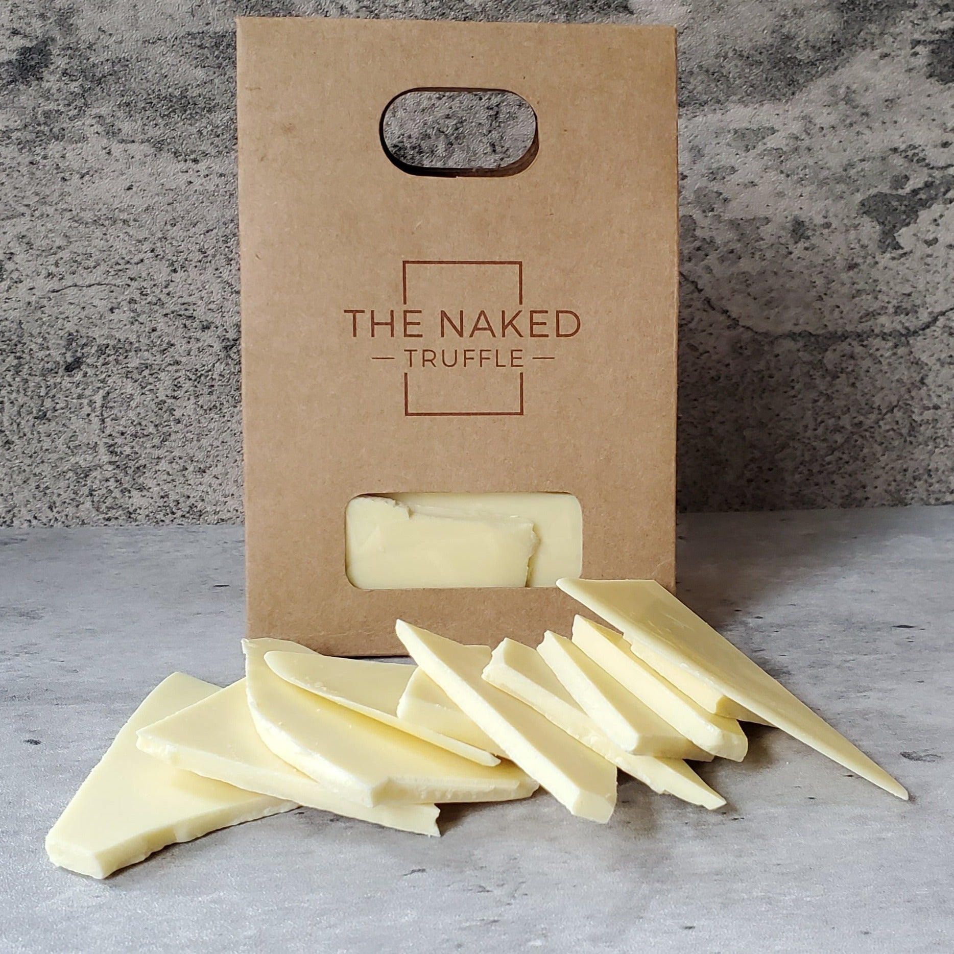 white chocolate bark, creamy chocolate, eco-friendly packaging