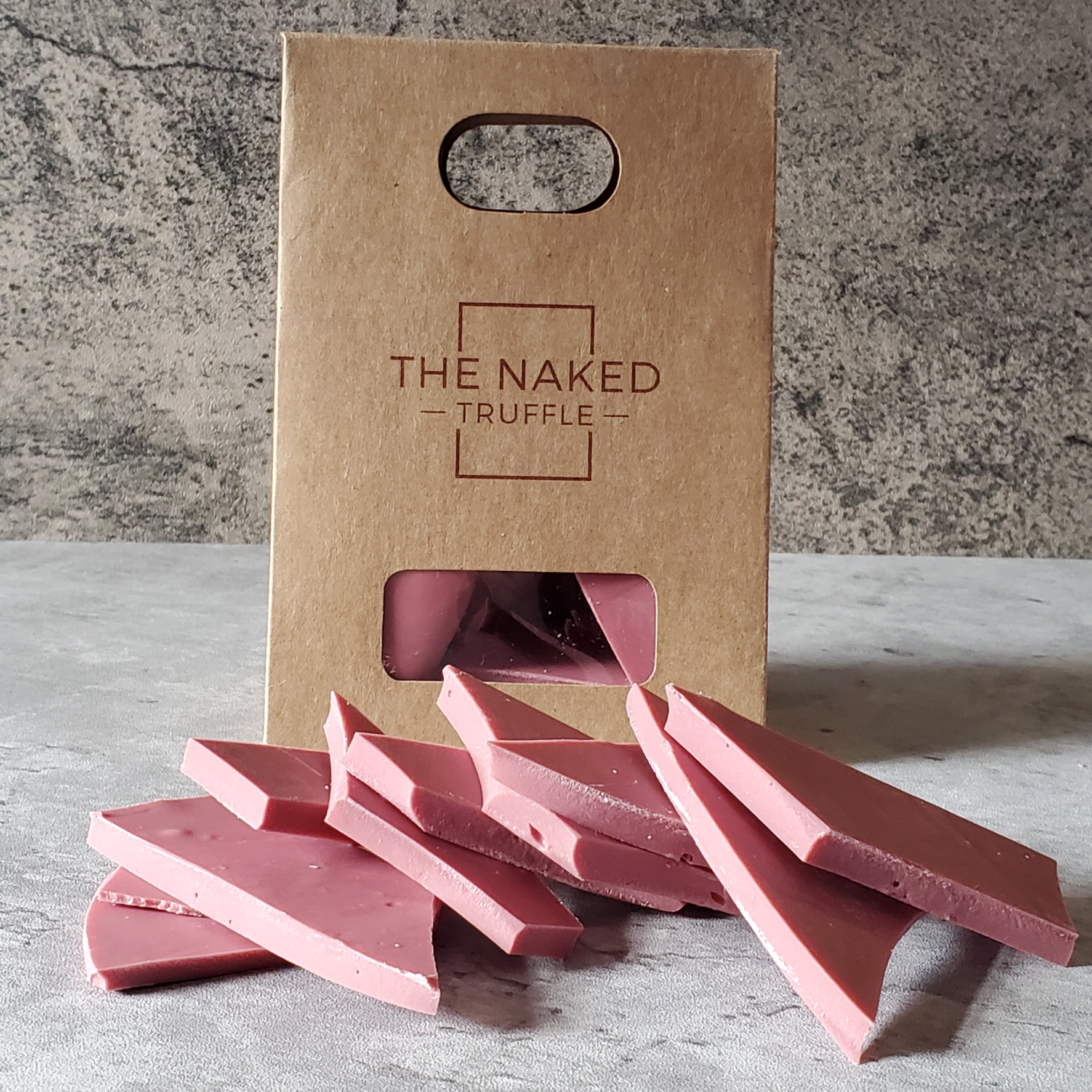ruby chocolate bark, made from ruby cocoa bean, natural chocolate